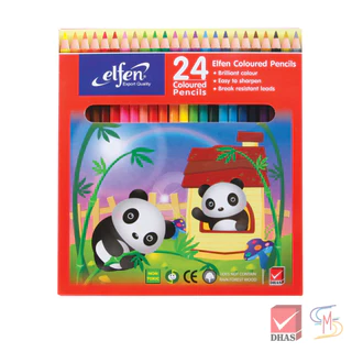 Elfen เอลเฟ่น สีไม้ ดินสอสีไม้ แท่งยาว 24 สี จำนวน 1 กล่อง