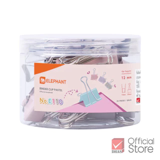 Elephant คลิปหนีบ คลิปหนีบกระดาษ สีพาสเทล No. E110 / E111 / E112 จำนวน 1 กระปุก