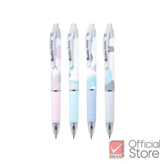 Quantum ปากกา ปากกาลูกลื่น เจลลูลอยด์ ฟันนี่ 0.5 น้ำเงิน คละสี จำนวน 4 ด้าม