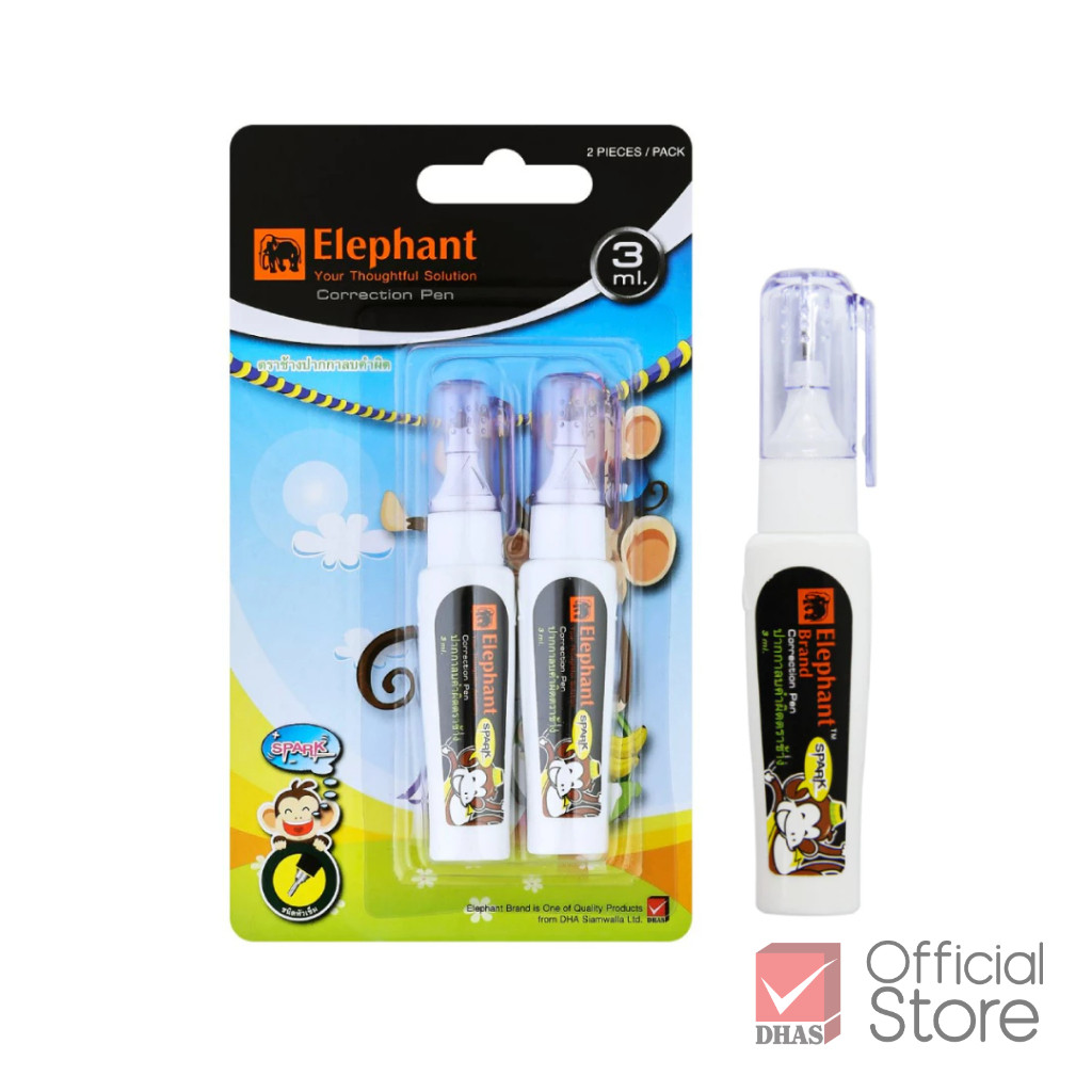 Elephant ปากกา ปากกาลบคำผิด สปาร์ค BLISTER 3 มล. แพ็คคู่ 2 ด้าม - รูปที่ 3