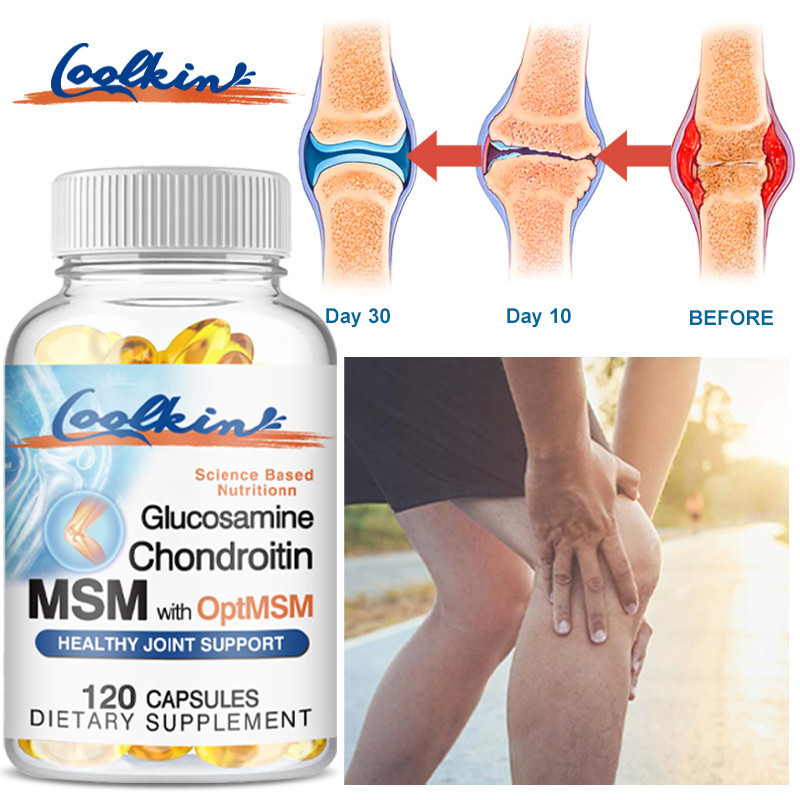 Coolkin Ultra Strength Joint Support Capsules พร้อมกลูโคซามีน & Chondroitin, MSM, สูตรจากพืชเชลฟิชเพื่อสุขภาพและกระดูกอ่อน Optimal