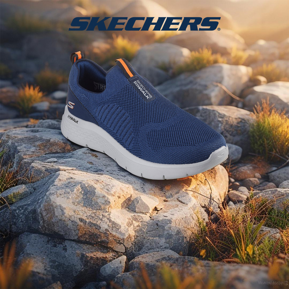 Skechers สเก็ตเชอร์ส รองเท้าผู้ชาย Men GOwalk Flex Peerless Walking Shoes - 216506-NVOR Air-Cooled Goga Mat