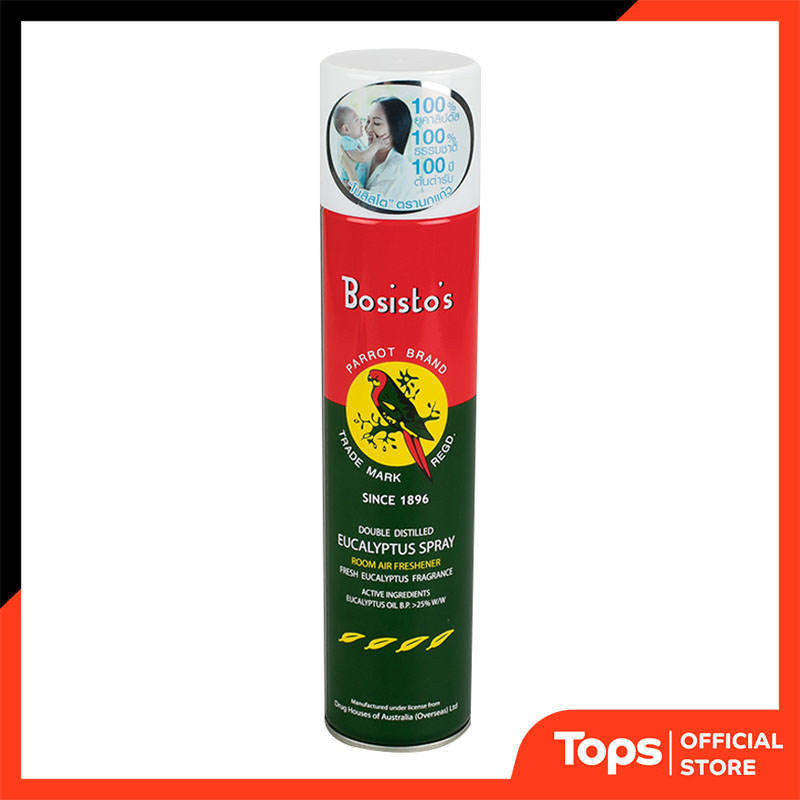 BOSISTO'S PARROT โบสิสโตนกแก้วสเปร์ยน้ำมันปรับอากาศกลิ่นยูคาลิปตัส 300มล. [8858797600017]