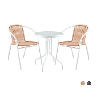 INDEX LIVING MALL ชุดโต๊ะสนาม 2 ที่นั่ง รุ่นทอสก้า - สีเทาเข…