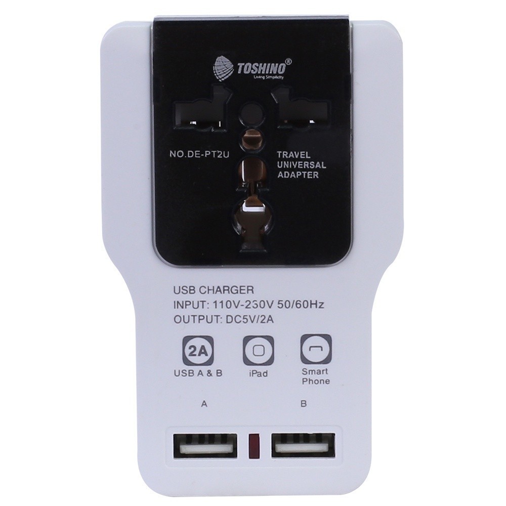 INDEX LIVING MALL ปลั๊กแปลง 9+1+2USB โตชิโน่ รุ่น DE-PT2U - สีขาว