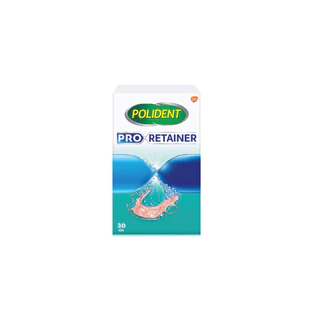 POLIDENT PRO RETAINER 30'S โพลิเดนท์ โปร รีเทนเนอร์ เม็ดฟู่ทำความสะอาดรีเทนเนอร์