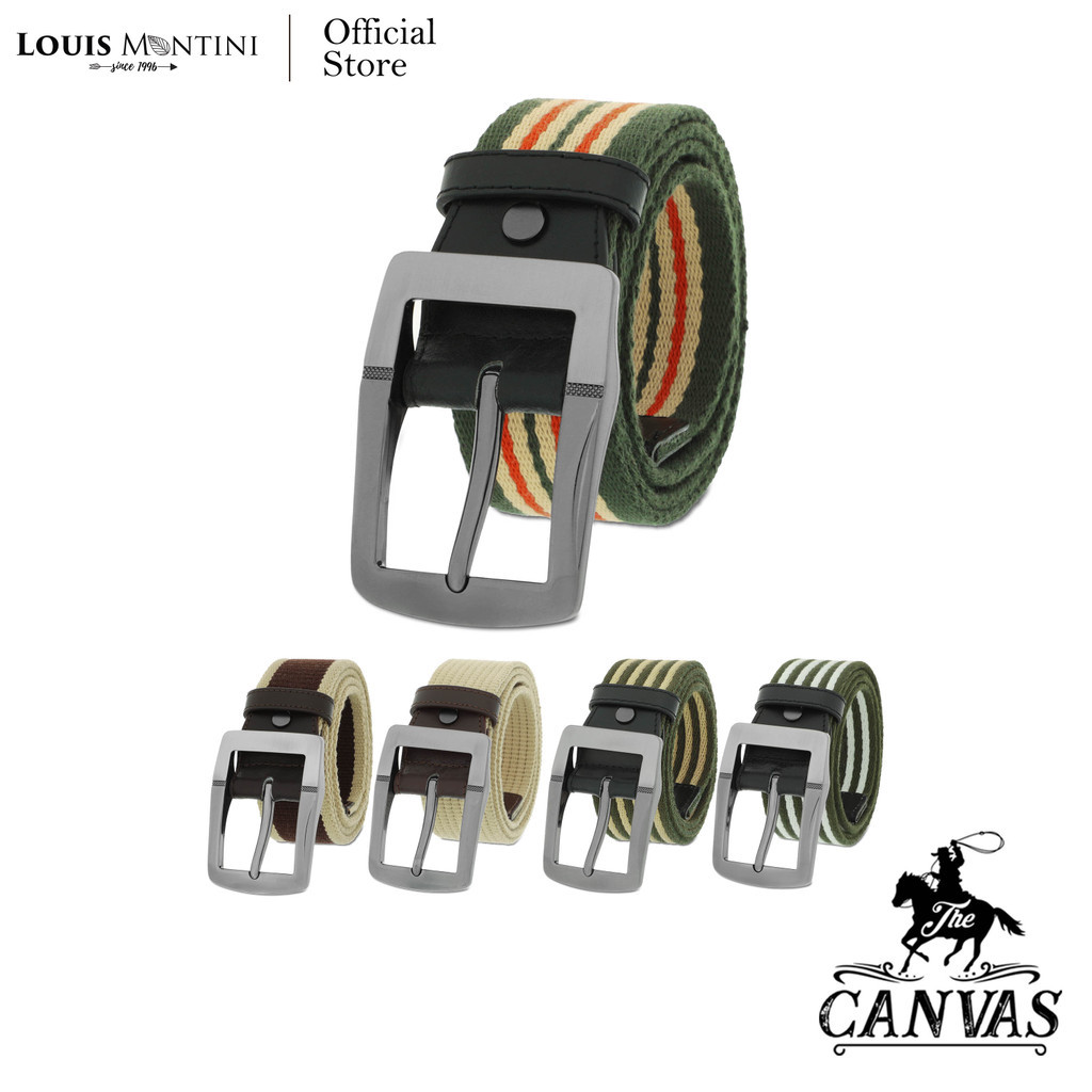 Louis Montini (The Canvas) เข็มขัดผ้าเเคนวาส ผ้าเเคนวาสผสมหนังวัวแท้ Canvas Belt MCT27