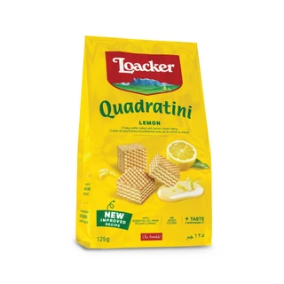 ล็อคเกอร์ ควอราตินี เลมอน (เวเฟอร์สอดไส้ครีมเลมอน) 125 กรัม / Loacker Quadratini Lemon 125 g