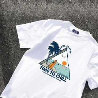 VINTAGE FACTORY เสื้อยืดไปทะเลต้อนรับซัมเมอร์สกรีนสีจม - ผ้าคอตตอน 100%