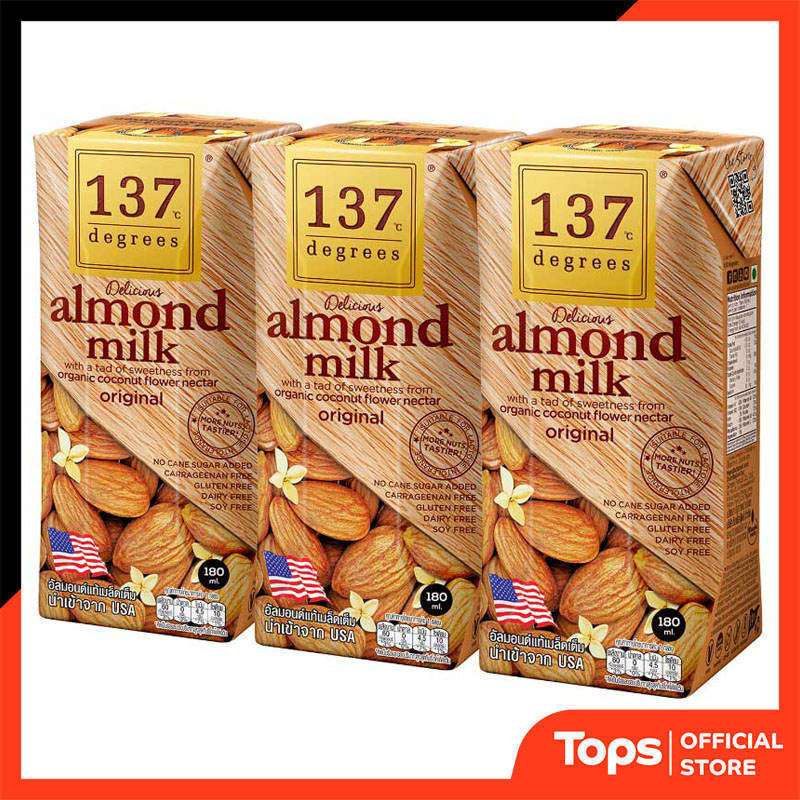 137 DEGREES 137ดีกรีน้ำนมอัลมอนด์สูตรดังเดิม 180มล. แพค 3 [8854761951352]