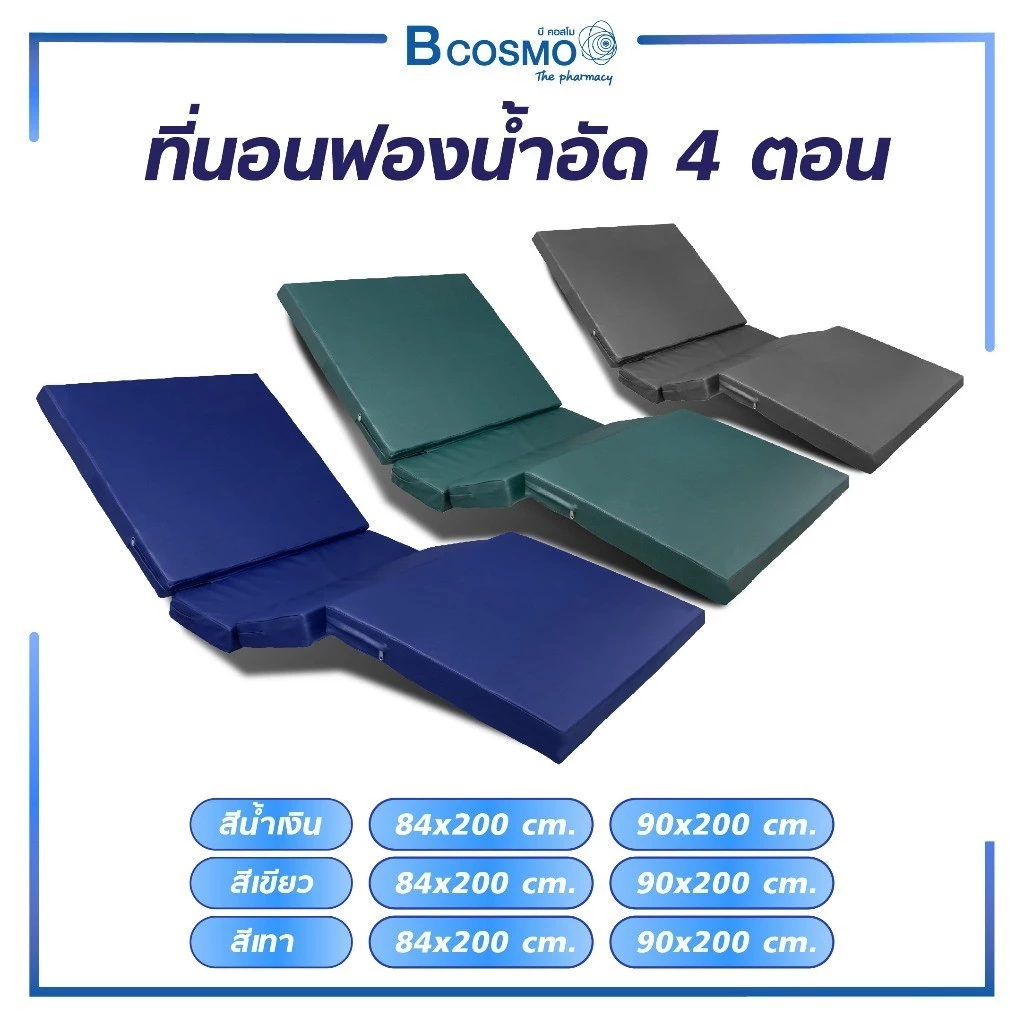 ที่นอนพับได้ เบาะเตียงผู้ป่วย PVC พับได้4ตอน กันน้ำ ที่รองนอนสำหรับผู้สูงอายุและผู้ป่วย