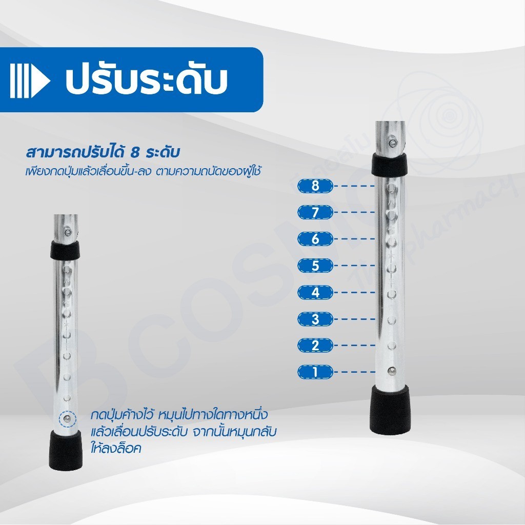 ที่หัดเดิน WALKER พยุงเดิน นั่งได้ พับได้ มีจุกยางกันลื่น โครงสร้างทำจากอลูมิเนียม น้ำหนักเบา - รูปที่ 3