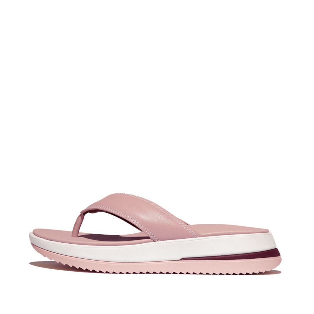 FITFLOP SURFF CONTRAST-STITCH LEATHER รองเท้าแตะแบบหูหนีบผู้หญิง รุ่น IM5-B54 สี PINK