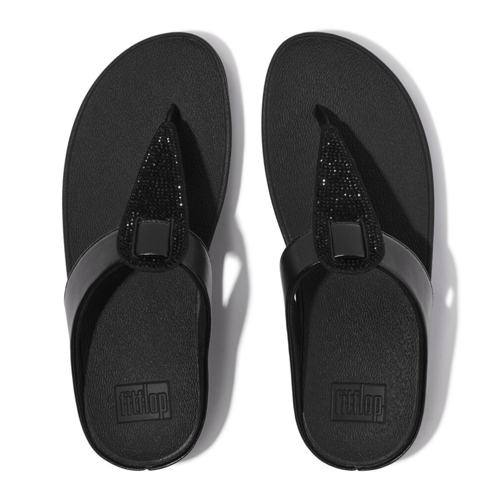 FITFLOP FINO CRYSTAL METALLIC TOE-POST รองเท้าแตะแบบหูหนีบผู้หญิง รุ่น IU2-090 สี BLACK