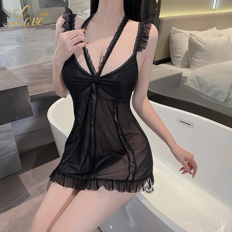 ชุดนอนเซ็กซี่ ชุดนอนไม่ได้นอน [มีฟอง] ซีทรู รุ่น D2410 (Wm) 🏆เกรดพรีเมี่ยมแท้ love888th