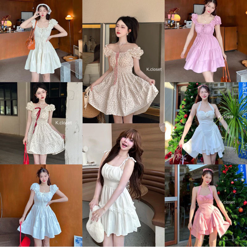เดรสแขนตุ๊กตาทรงน่ารักมีถึงอก 45 นิ้วสาวอวบใส่ได้ (ส่งจากไทย)