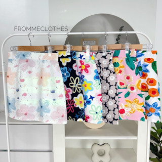 🍭กระโปรงทรงเอผ้าซากุระพิมลายดอกไม้XS-5XL