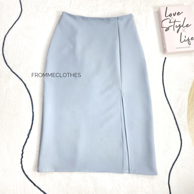 Frommeclothes กระโปรงทรงเอยาวผ่าหน้า ยาว32นิ้ว(XS-2XL) ราคา ถูกที่สุด ดีลบีเคเค แกลเลอรีภาพที่ 3