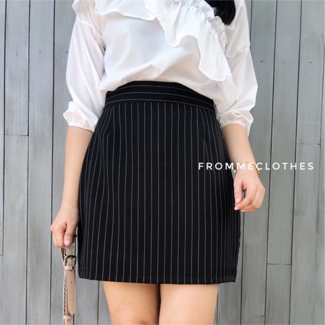 Frommeclothes🌟กระโปรงทรงเอผ้านาโนลายริ้วยาว18-20(มีไซส์XS-5XL) ✂️สั่งตัดได้ค่ะ✂️