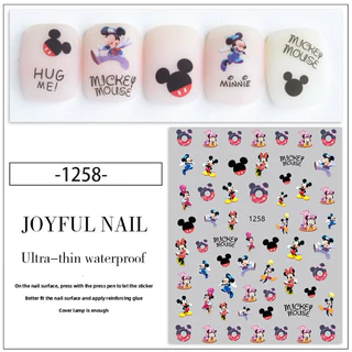 สติกเกอร์ติดเล็บ 3D ลายมิกกี้ มินนี่ มีให้เลือกทั้งหมด 6 แบบ สินค้าพร้อมส่ง