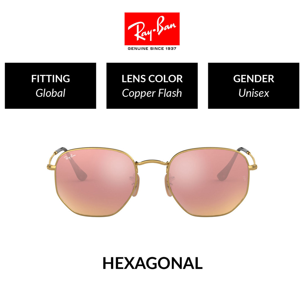 Ray-Ban Hexagonal - RB3548N 001/Z2 - size 54 -sunglasses แว่นกันแดด
