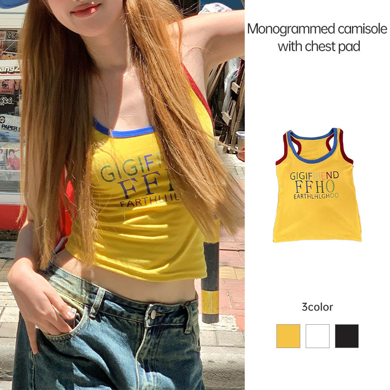 🌸พร้อ​มส่ง🌸Letter พิมพ์ Slim FITTING Vest สไตล์อเมริกัน Street Hot Girl Top Retro Camisole