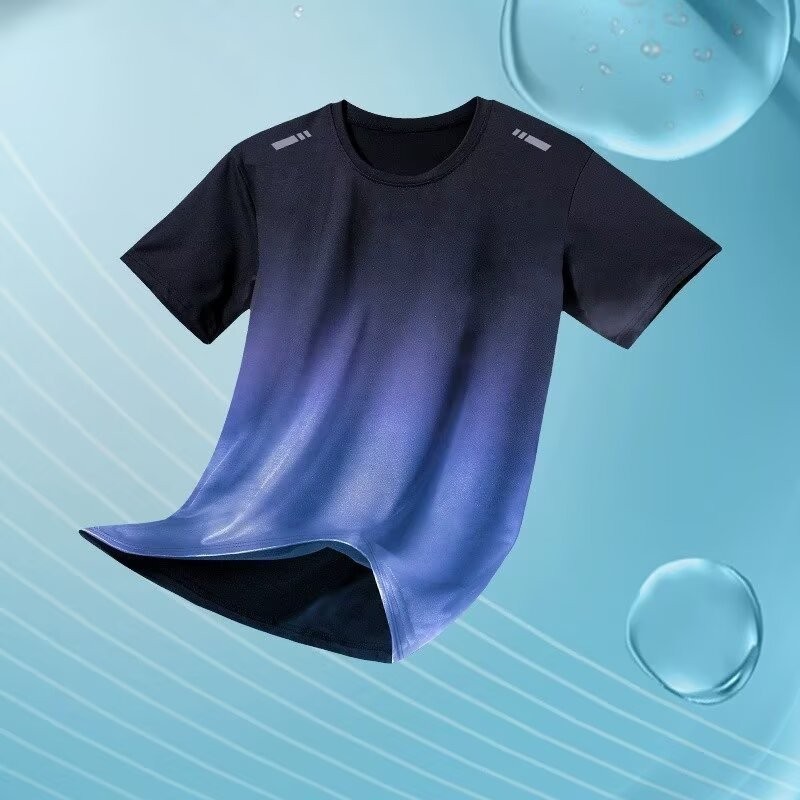 เสื้อยืดทรงหลวมทันสมัยไล่ระดับสีดําและสีเทาสําหรับวัยรุ่น