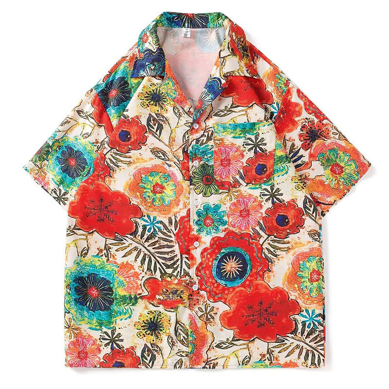 เสื้อเชิ้ตแขนสั้นลําลอง ทรงหลวม ออกแบบดี เหมาะกับเดินชายหาด แฟชั่นฤดูร้อน สไตล์เกาหลี สําหรับผู้ชาย วันสงกรานต์