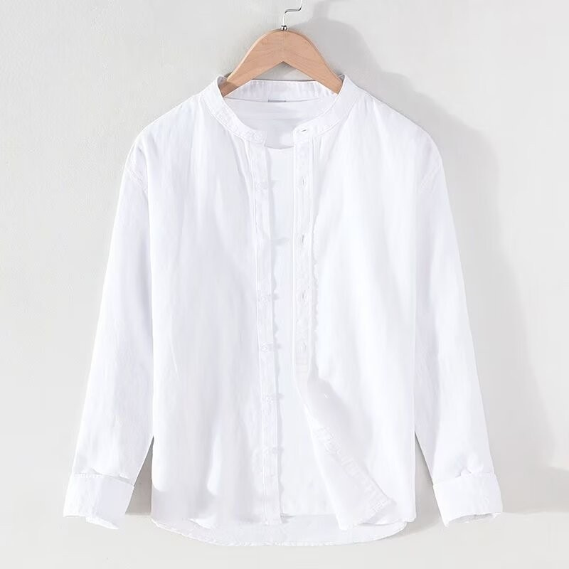 SEACHENIC เสื้อเชิ้ตผู้ชาย เสื้อเชิ้ตผ้าฝ้ายผ้าลินินหลวมญี่ปุ่น — صورة 3