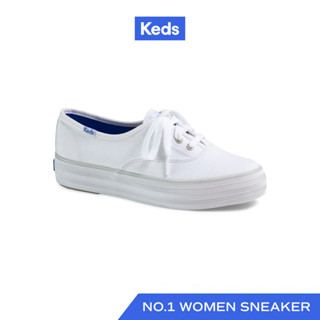 KEDS รองเท้าผ้าใบ มีส้น รุ่น TRIPLE SEASONAL SOLIDS สีขาว ( …