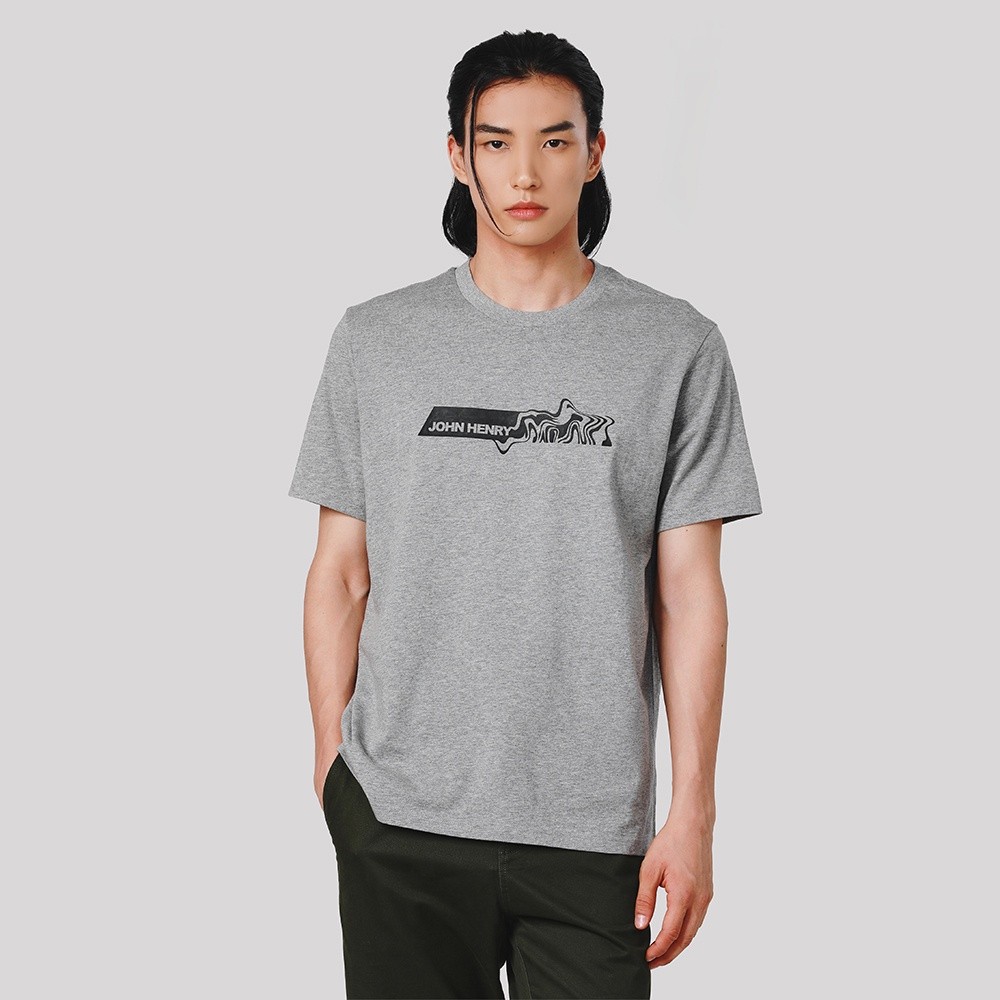 John Henry เสื้อยืดผู้ชาย ทรงเข้ารูป รุ่น JH S525MTSSM03 - สีเทา
