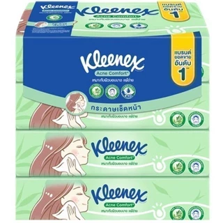 KLEENEX คลีเน็กซ์แอคเน่คอมฟอร์ทกระดาษเช็ดหน้าซอฟท์บ๊อกซ์ 100แผ่น แพค 4 [8888336039886]