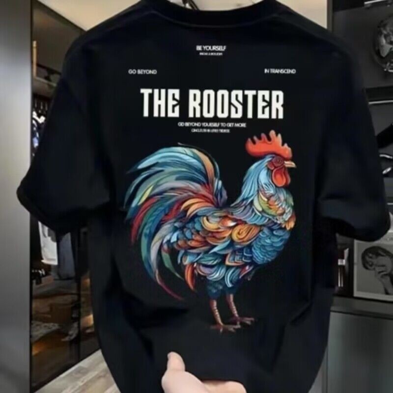 เสื้อยืด oversize unisex สกรีนหน้าหลัง ลาย "THE ROOSTER" ผ้าคอตตอน100% ใส่สบาย แนวสตรีท ฮิปฮอป
