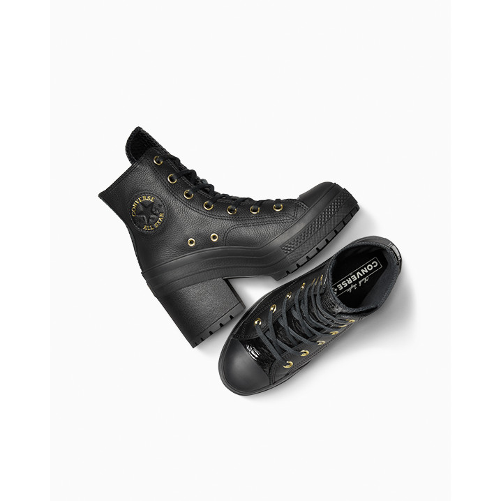 CONVERSE รองเท้า CHUCK 70 DE LUXE HEEL CROC LEATHER HI BLACK ผู้หญิง A12346CF_H4BKXX ราคา ถูกที่สุด ดีลบีเคเค แกลเลอรีภาพที่ 4