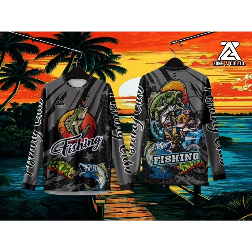 Zone A fishing เสื้อตกปลาปลายแขนจั๊ม เสื้อกลุ่ม