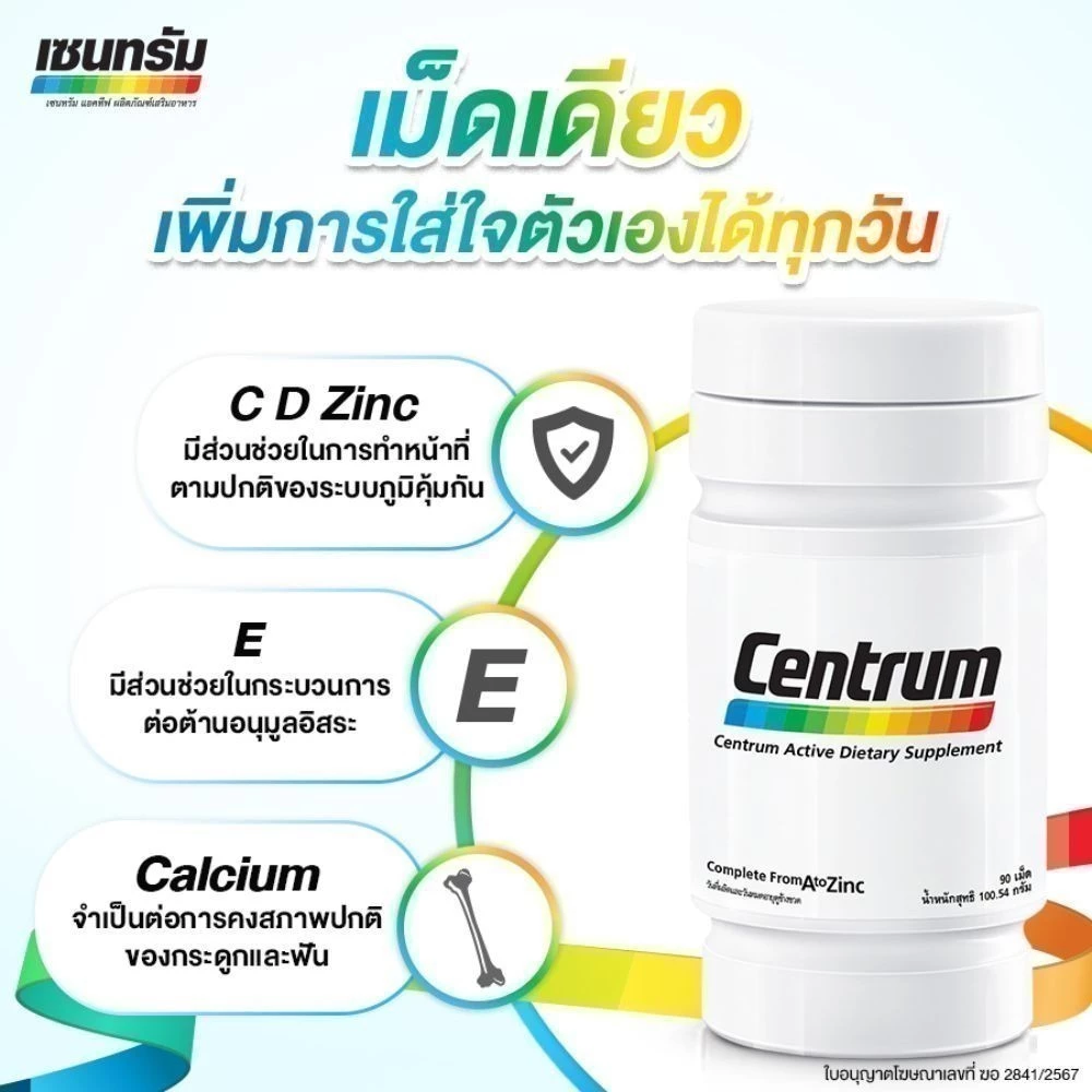 CENTRUM ACTIVE DIETARY SUPPLEMENT 30s เซนทรัม แอคทีฟ ผลิตภัณฑ์เสริมอาหาร วิตามินรวม สำหรับทุกคน 30 เม็ด thumbnail 7