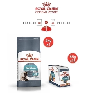 [เซตคู่สุดคุ้ม] Royal Canin Hairball Care + Hairball Care Jelly (12 ซอง) โรยัล คานิน อาหารแมวโต สูตรดูแลปัญหาก้อนขน
