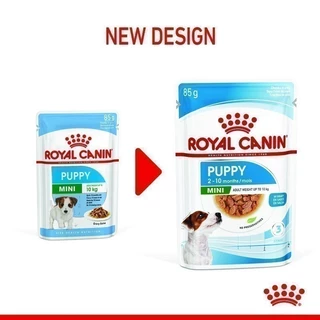 [12 ซอง] Royal Canin Mini Puppy Pouch Gravy อาหารเปียกลูกสุนัขพันธุ์เล็ก อายุ2-10เดือน (เกรวี่,Wet Dog Food,โรยัล คานิน)