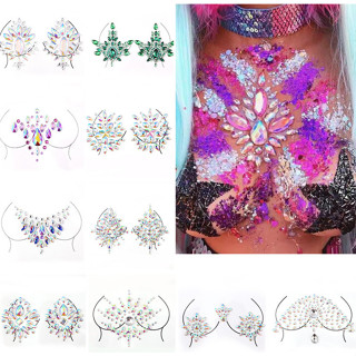 📌พร้อมส่งจากไทย📌สติกเกอร์ เพชร คริสตัล แปะจุก  ติดหน้าอก สำห…