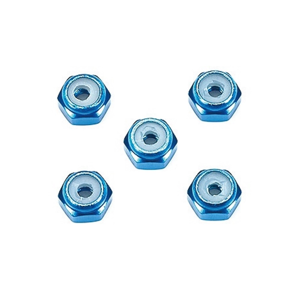 TAMIYA 15500 2mm ALUMINUM LOCK NUT (BLUE, 5PCS.)