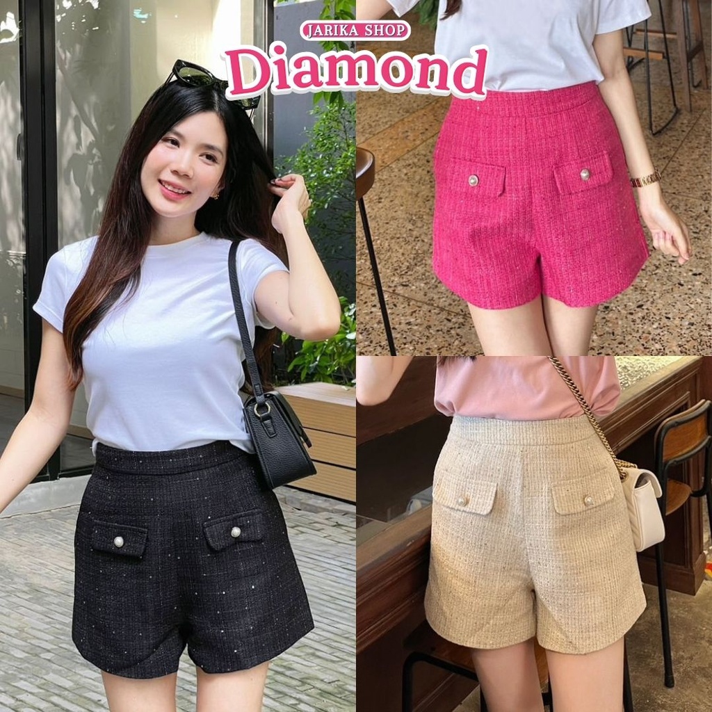 Jarika.shop - กางเกงขาสั้นผ้าทวิต รุ่น DIMOND ( งานป้าย.. Jarika )