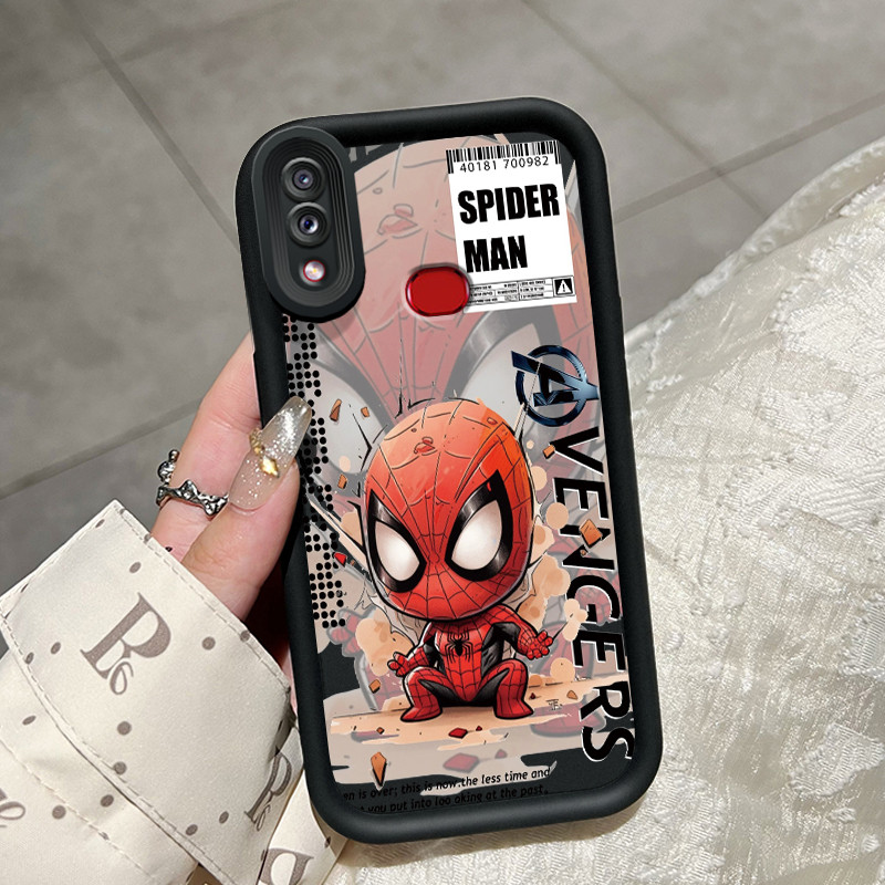 เคสสำหรับ Samsung Galaxy A10s M01s เคสป้องกันการกระแทกเคสซิลิโคนซิลิโคนโทรศัพท์รูปมนุษย์แมงมุมการ์ตูน