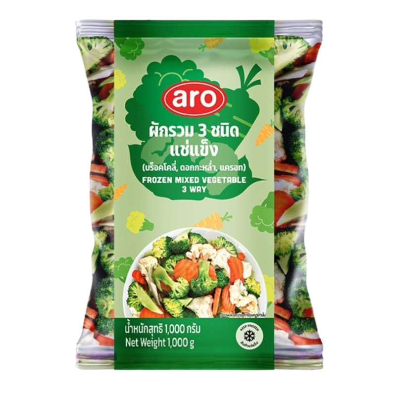เอโร่ ผักรวม 3 ชนิดแช่แข็ง สำหรับผัด-แกง 1 กก.