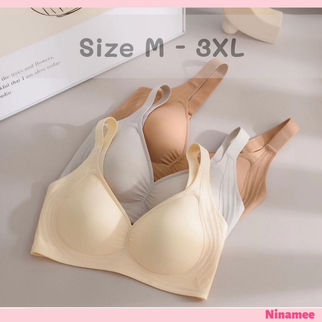 🍒Ninamee เสื้อในไร้โครง เจลลี่บรา M-3XL กระชับสบายและเก็บเนื้อด้านข้างได้ดีมาก บราไร้โครง