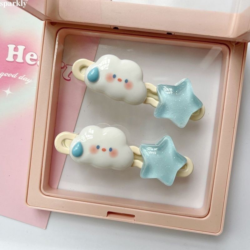 sparklyBlue Star Cloud กิ๊บติดผมน่ารักสาวหัวใจ Duckbill คลิปหวานการ์ตูนเครื่องประดับผม