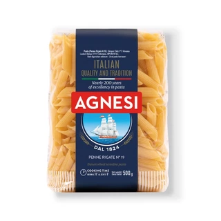 แอคเนซี เพนเน่ ริกาเต้ เบอร์ 19 (พาสต้าปากตัดมีรอยหยัก เบอร์ 19) 500 กรัม │ Agnesi Penne Rigate No.19 500 g