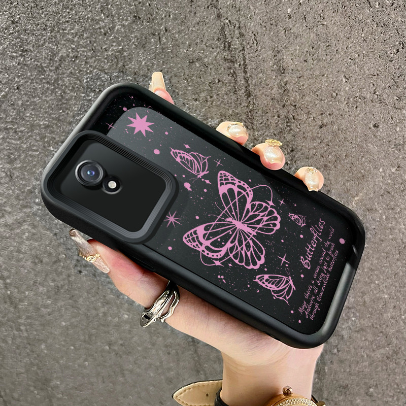 เคสสำหรับ VIVO Y02 VIVO Y02A VIVO Y02T Y02s เคสป้องกันโทรศัพท์ตกซิลิโคนแบบนิ่มพร้อมรูปผีเสื้อสำหรับเ