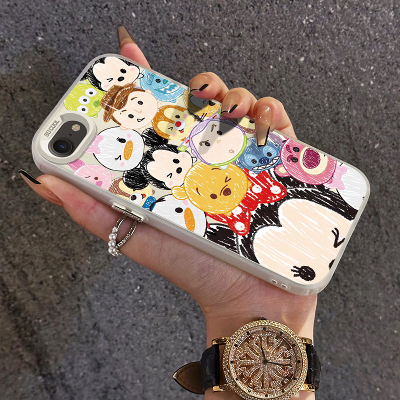เคสสำหรับ iPhone 6 Plus 6s Plus 7 Plus 8 Plus SE 2020 X Xr Xs Max เปลือกแข็งขอบซิลิโคน TPU เคสโทรศัพท์ดิสนีย์