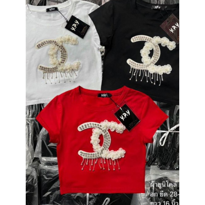 GN พร้อมส่ง เสื้อครอปรุ่นเป๊ะติดอะไหล่เพชรแน่นๆสวยอลังใส่แมทได้หลายลุคผ้าเนื้อดีใส่หน้าร้อนสบายผ้ายูนิโคล งานป้ายy.p.y ราคา ถูกที่สุด ดีลบีเคเค แกลเลอรีภาพที่ 3