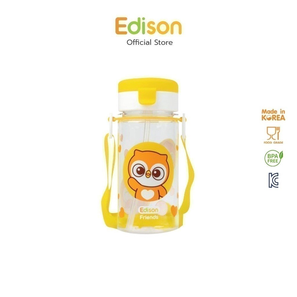 Bebeshop Edison Korea Edison Friends กระบอกน้ำพกพา พร้อมหลอดกันสำลัก